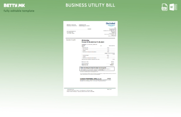 Модерен стил на Electrabel SA шаблон за деловна сметка за електрична енергија за